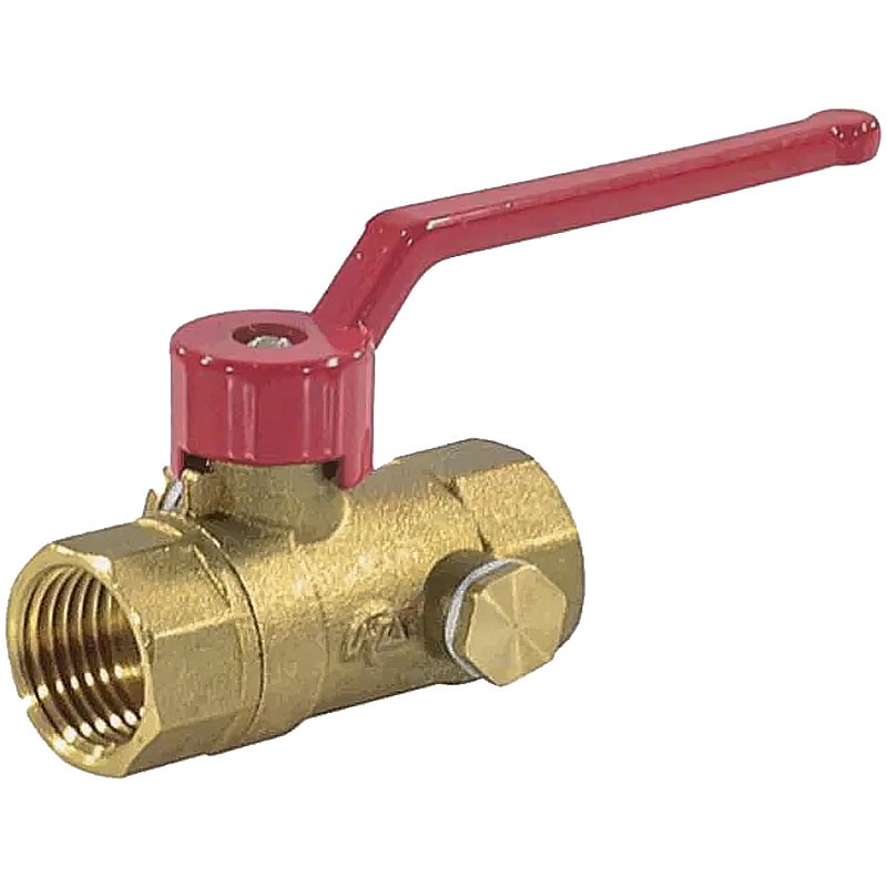 Кран латунный шаровой DN 15 PN 16 с дренажными патрубками G1/2'' муфта-муфта рычаг Пензапромарматура-1