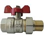 Кран латунный шаровый DN 15 PN 40 никелированный бабочка американка РИДАН BVR-FR 065B8303RG