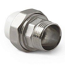 Муфты ПП DN 20-75 PN 25 комбинированные разъёмные с наружной резьбой белые Pro Aqua купить в Воронеже | "Проконсим"