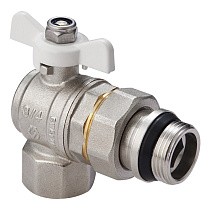 Краны латунные шаровые угловой с уплотнением MVI BV.523 DN 15-20 PN 40 американка бабочка купить в Воронеже | "Проконсим"