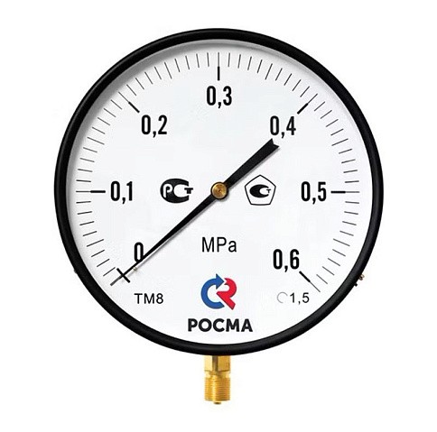 Манометр Росма ТМ-810Р.00 котловый, 250мм, 0-4МПа, резьба M20x1,5, радиальный, класс точности 1,5 купить в Воронеже | "Проконсим"