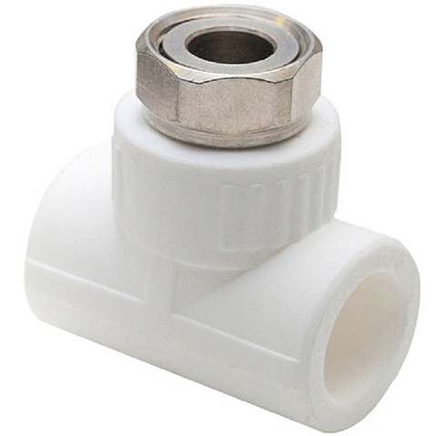 Тройник комбинированный ПП 20-1/2'' PN 25 с накидной гайкой белый РТП 14269 купить в Воронеже | "Проконсим"