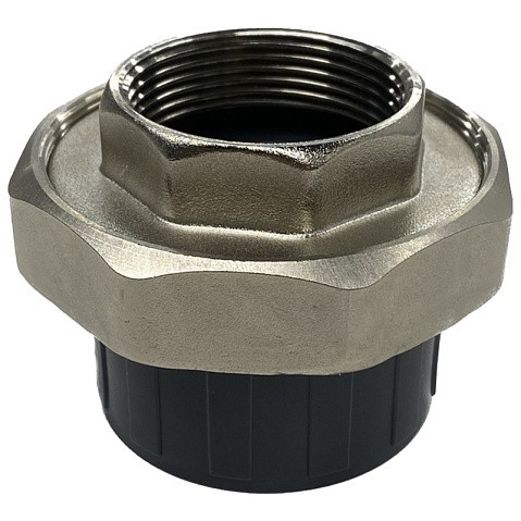 Муфта разборная НПВХ DN 50-1 1/2" PN 16 клеевая с внутренней латунной резьбой черная Aquaviva AQVBBD50F купить в Воронеже | "Проконсим"