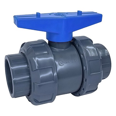 Кран шаровый клеевой НПВХ DN 50 PN 16 уплотнение EPDM/TPV черный Aquaviva AQVBVD50 купить в Воронеже | "Проконсим"