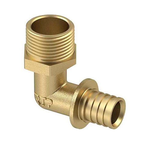 Угольник латунный для PEX труб  16-1/2''  PN 16  под надвижную гильзу с наружной резьбой  РосТурПласт купить в Воронеже | "Проконсим"