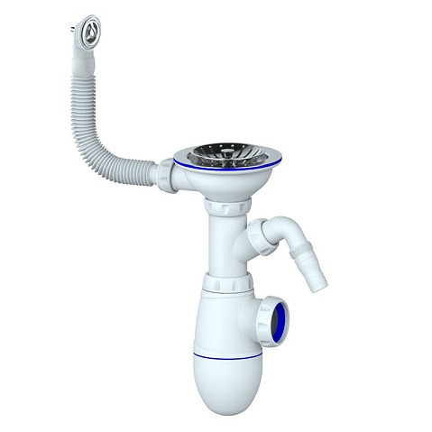 Сифон для мойки Unicorn В431V, без отвода, 3 1/2'' х40 с отводом для стиральной машины, круглый перелив купить в Воронеже | "Проконсим"