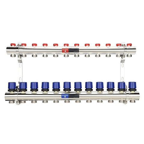 Коллекторная группа из латуни DN 25-12 вых. G-3/4'' евроконус, без расходомеров, без дренажного крана и воздухоотводчика VARMEGA VM15812 купить в Воронеже | "Проконсим"