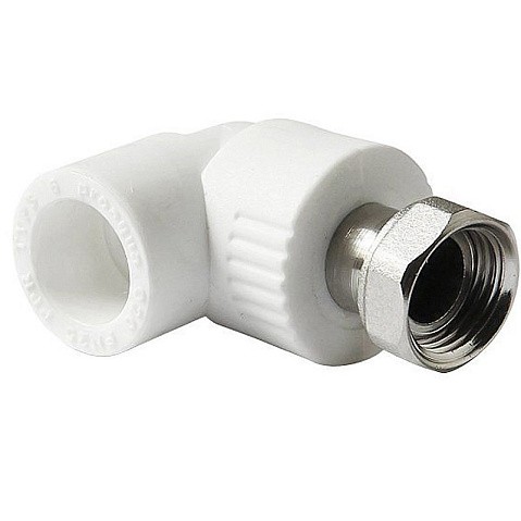 Угольник комбинированный ПП 25-3/4'' PN 25 с накидной гайкой белый Pro Aqua PA29214 купить в Воронеже | "Проконсим"