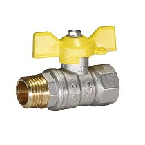 Краны латунные шаровые газовые DN 15-32 PN 25-40 никелированные бабочка муфта-штуцер Temper серия 83 ГОСТ Р 59553 купить в Воронеже | "Проконсим"