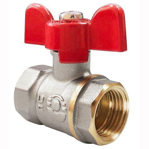 Кран латунный шаровой Valfex Optima.217.NLB1 11Б27фт1М DN 20 PN 25 никелированный муфта-муфта бабочка купить в Воронеже | "Проконсим"