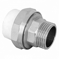  Муфта комбинированная ПП 25-1/2'' PN 25, разъёмная, с наружной резьбой, белая, РосТурПласт 10643 10643 (251210703) со склада Проконсим в Воронеже