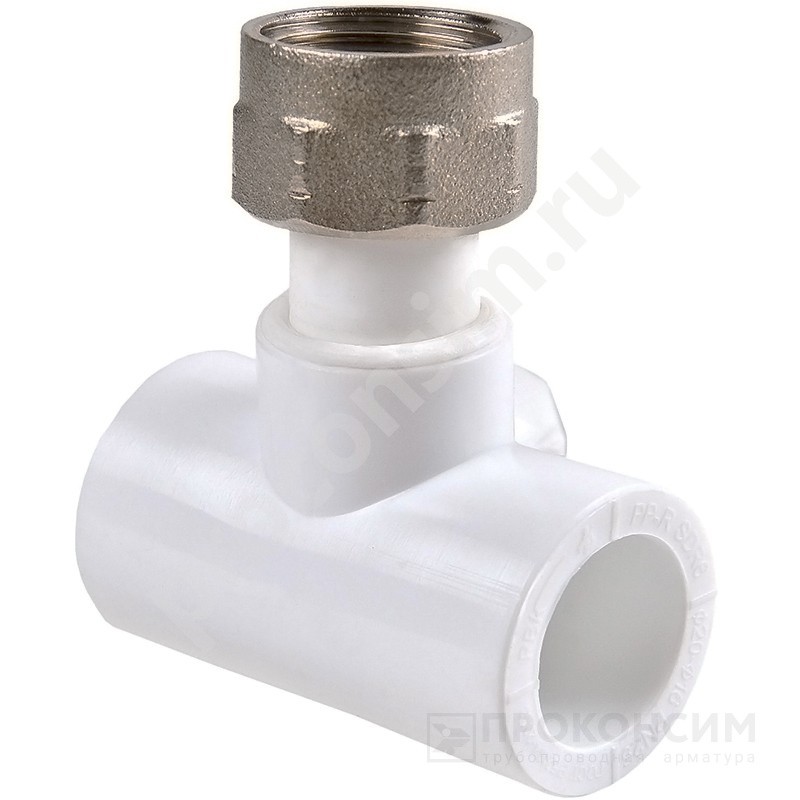 Цена по запросу.  . Тройник ПП с накидной гайкой 40-1 1/4'' PN 25 белый РВК 20909 (930659273) со склада Проконсим в Воронеже