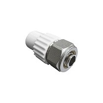 Муфта комбинированная для соединения PPR-PE-AL-PE труб 20x16 PN 25 белая VALFEX купить в Воронеже | "Проконсим"