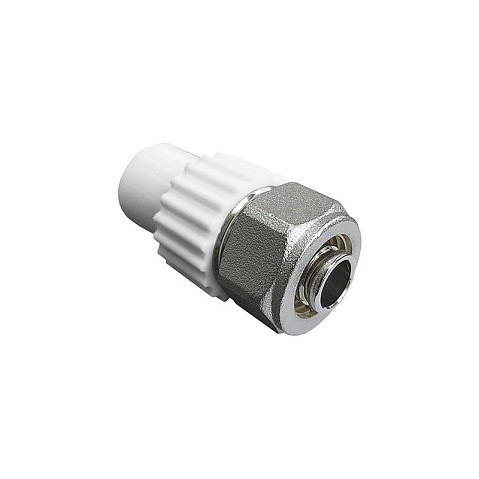 Муфта комбинированная для соединения PPR-PE-AL-PE труб 20x16 PN 25 белая VALFEX купить в Воронеже | "Проконсим" Муфта комбинированная для соединения PPR-PE-AL-PE труб 20x16 PN 25 белая VALFEX купить в Воронеже | "Проконсим"
