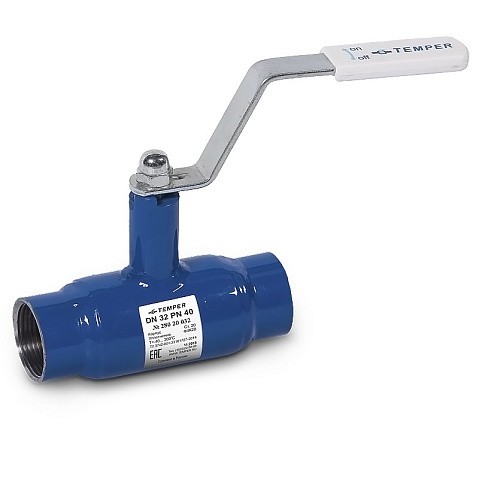 Кран стальной шаровой DN 20 PN40 100мм полнопроходной муфта-муфта с ручкой Temper купить в Воронеже | "Проконсим"