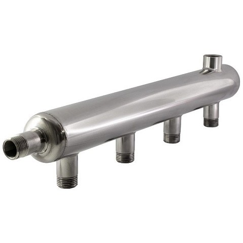 Коллектор распределительный из нержавеющей стали DN 50 PN 16 вход 40-20 10 выходов НР 3/4'' выход под кран Маевского универсальный PLP купить в Воронеже | "Проконсим"