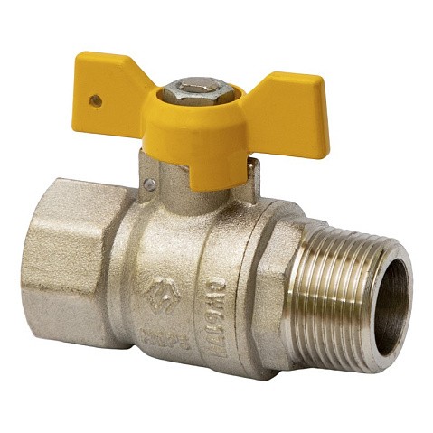 Краны латунные шаровые газовые DN 15-20 PN 25 бабочка муфта-штуцер MVI BV.814 купить в Воронеже | "Проконсим"