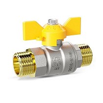 Краны латунные шаровые газовые DN 15-25 PN 40 бабочка штуцер-штуцер LD Pride GAS купить в Воронеже | "Проконсим"