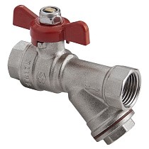 Краны латунные шаровые с фильтром MVI BV.632 DN 15-20 PN 25 никелированные муфта-муфта бабочка купить в Воронеже | "Проконсим"