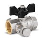 Кран латунный шаровой DN 15 PN 40 никелированный под манометр муфта-муфта бабочка LD Pride купить в Воронеже | "Проконсим"