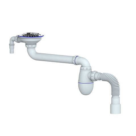 Сифон для умывальника Unicorn ВС10V, 40х50 гибкий отвод, 3 1/2'' х40 чаша из нержавеющей стали с отводом для стиральной машины купить в Воронеже | "Проконсим"