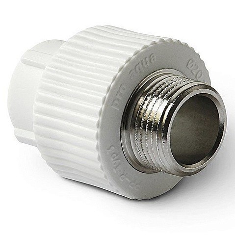 Муфта комбинированная ПП 20-3/4'' PN 25 с наружной резьбой белая Pro Aqua PA23010P купить в Воронеже | "Проконсим"
