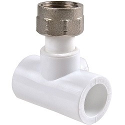  Тройник ПП с накидной гайкой 32-1 1/4'' PN 25 белый РВК 20906 (930659270) со склада Проконсим в Воронеже