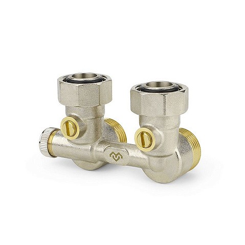 Узелы нижнего подключения VARMEGA VM138 DN20 угловой однотрубный 3/4''x3/4'' евроконус, с байпасом штуцер-штуцер купить в Воронеже | "Проконсим"