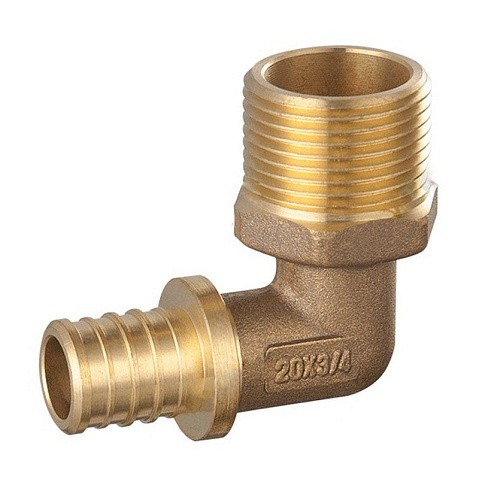 Угольник латунный для PEX DN 20 с наружной резьбой 1/2'' под надвижную гильзу PLP купить в Воронеже | "Проконсим"