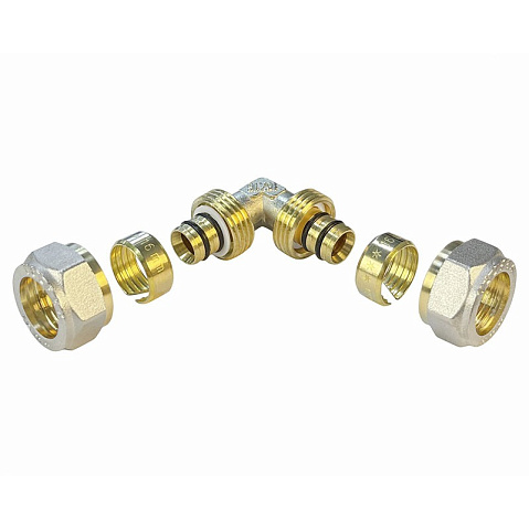 Угольник латунный для PEX труб 16-16 PN 10 обжимной никелированный Valfex VF.351.N  купить в Воронеже | "Проконсим"