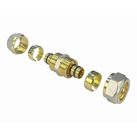 Муфта латунная для PEX труб 20-16 PN 10 обжимная никелированная Valfex VF.303.N  купить в Воронеже | "Проконсим"