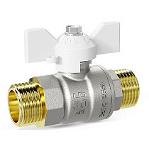 Краны латунные шаровые DN 15-25 PN 40 никелированные бабочка белая штуцер-штуцер LD Pride 47.304 купить в Воронеже | "Проконсим"