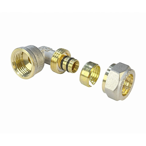 Угольник латунный для PEX труб 16-1/2'' PN 10 обжимной никелированный Valfex VF.352.N  купить в Воронеже | "Проконсим"