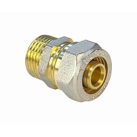 Муфта латунная для PEX труб 20-3/4'' PN 10 обжимная никелированная Valfex VF.302.N  купить в Воронеже | "Проконсим"