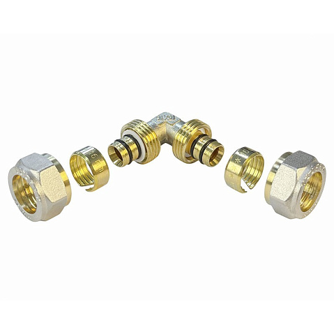 Угольник латунный для PEX труб 20-20 PN 10 обжимной никелированный Valfex VF.351.N  купить в Воронеже | "Проконсим"