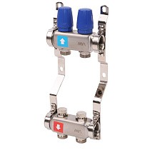 Коллекторная группа из нержавеющей стали DN 25-2 выхода G-3/4'' без расходомеров, без дренажного крана и воздухоотводчика, евроконус MVI MS.402.06 купить в Воронеже | "Проконсим"