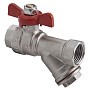 Кран латунный шаровой MVI BV.632 DN 15 PN 25 с фильтром никелированный полнопроходной муфта-муфта бабочка купить в Воронеже | "Проконсим"