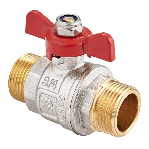 Краны латунные шаровые DN 15-25 PN 40 никелированные бабочка штуцер-штуцер MVI BV.515 купить в Воронеже | "Проконсим"