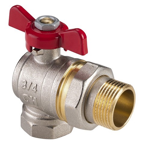 Кран латунный шаровой MVI AquaHit BV.322.05 DN 20 PN 25 бабочка американка полнопроходной угловой никелированный купить в Воронеже | "Проконсим"
