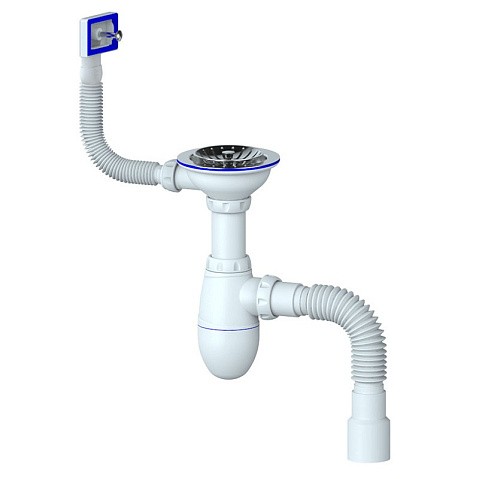 Сифон для мойки Unicorn В425P, 40х50 гибкий отвод, 3 1/2'' х40 чаша из нержавеющей стали, прямоугольный перелив купить в Воронеже | "Проконсим"