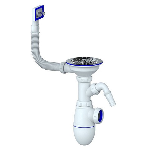 Сифон для мойки Unicorn В430V, без отвода, 3 1/2'' х40 с отводом для стиральной машины, прямоугольный перелив купить в Воронеже | "Проконсим"
