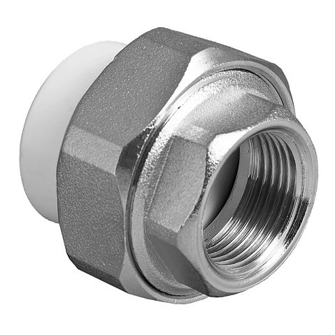 Муфта комбинированная ПП 20-1/2'' PN 25 разъёмная с внутренней резьбой белая VALFEX  купить в Воронеже | "Проконсим"