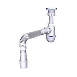  Сифон для умывальника-мойки бутылочный АНИ C0115 1 1/2 с гибкой трубой 40/50 (421100853) со склада Проконсим в Воронеже