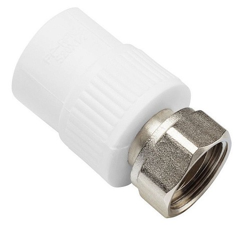 Муфта комбинированная ПП 20-1/2'' PN 25 с накидной гайкой белая VALFEX  купить в Воронеже | "Проконсим"