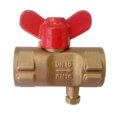 Кран латунный шаровой 11Б27п(М)1 DN 15 PN 16 трёхходовой под манометр G1/2"-М20х1,5 муфта-муфта бабочка Пензапромарматура купить в Воронеже | "Проконсим"