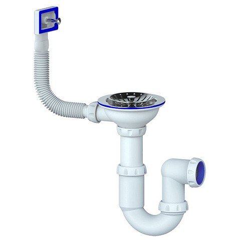 Сифон для мойки Unicorn Y410, без отвода, 3 1/2'' х40 чаша из нержавеющей стали, прямоугольный перелив купить в Воронеже | "Проконсим"