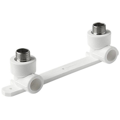 Угольник установочный двойной ПП 20-1/2'' PN 25 с наружной резьбой белый VALFEX  купить в Воронеже | "Проконсим"