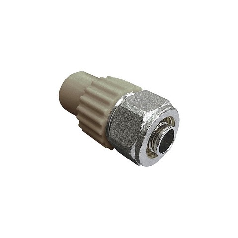 Муфта комбинированная для соединения PPR-PE-AL-PE труб 20x16 PN 25 серая VALFEX купить в Воронеже | "Проконсим"