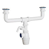 Сифон для двойной мойки бутылочный ORIO K-4059 1 1/2 выпуски нж D70, с 1 отводом купить в Воронеже | "Проконсим"