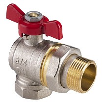Краны латунные шаровые DN 15-50 PN 25 никелированные угловой бабочка муфта-штуцер американка MVI AquaHit BV.322.05 купить в Воронеже | "Проконсим"